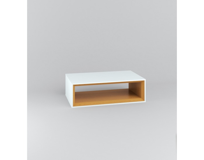 Konferenčný stolík Nati 10 - biely lesk / dub svetlý / biela