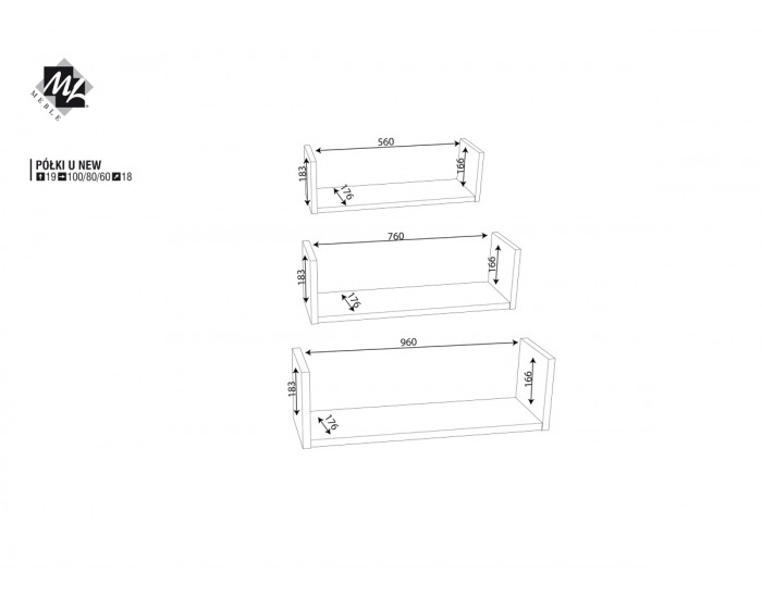 Polica Polka U-NEW - jelša