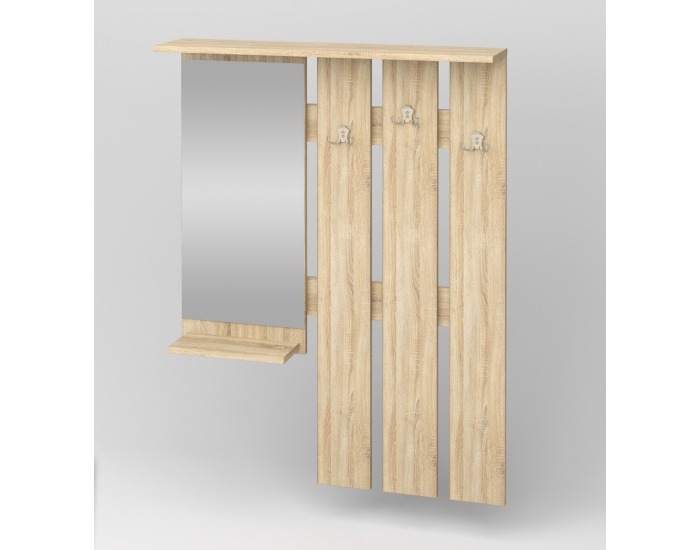 Vešiaková stena so zrkadlom W 90-01 P - sonoma svetlá