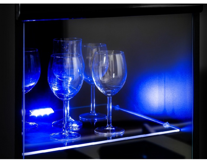 Obývacia stena s osvetlením Modica - čierna / sahara lesk