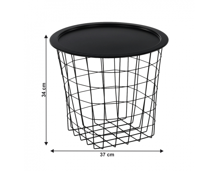 Príručný stolík s odnímateľnou táckou Mokad - čierna