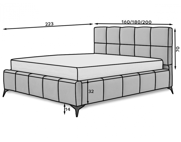Čalúnená manželská posteľ s roštom Molina 180 - svetlozelená