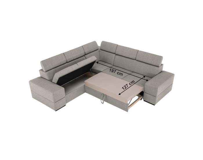 Rohová sedačka s rozkladom a úložným priestorom Monako Roh L - sivá