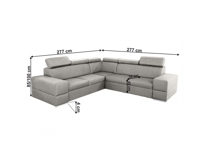 Rohová sedačka s rozkladom a úložným priestorom Monako Roh L - sivá