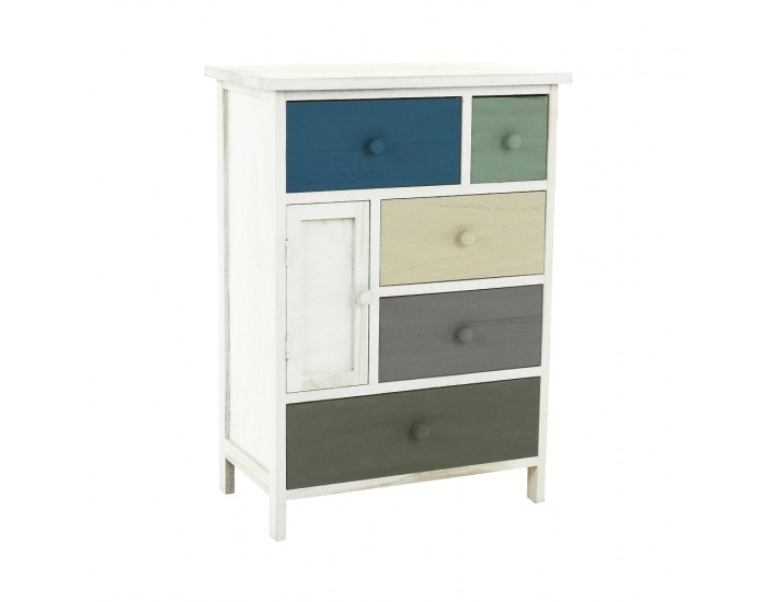 Jednodverová komoda so zásuvkami Monet 1 New - biela / kombinácia farieb