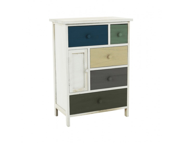 Jednodverová komoda so zásuvkami Monet 1 New - biela / kombinácia farieb