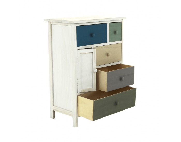 Jednodverová komoda so zásuvkami Monet 1 New - biela / kombinácia farieb