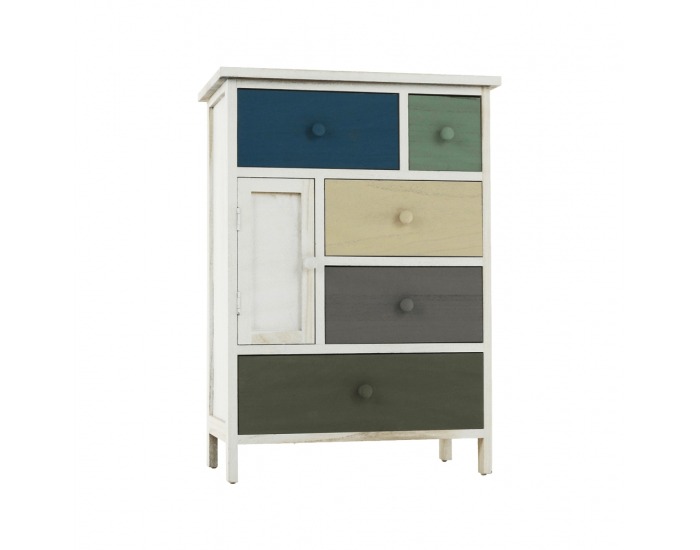 Jednodverová komoda so zásuvkami Monet 1 New - biela / kombinácia farieb