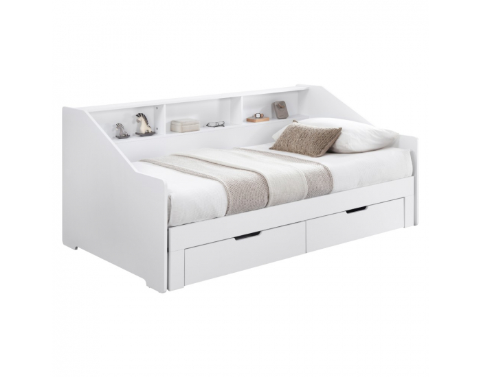 Rozkladacia posteľ s úložným priestorom Moneta - biela
