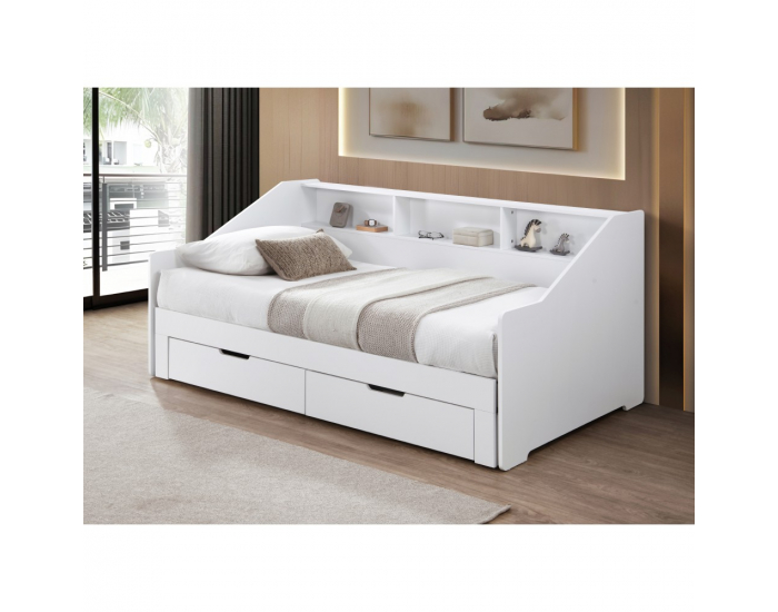 Rozkladacia posteľ s úložným priestorom Moneta - biela