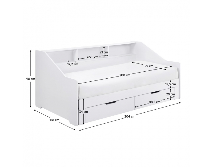 Rozkladacia posteľ s úložným priestorom Moneta - biela