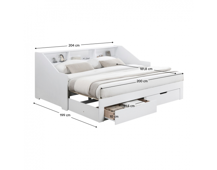 Rozkladacia posteľ s úložným priestorom Moneta - biela