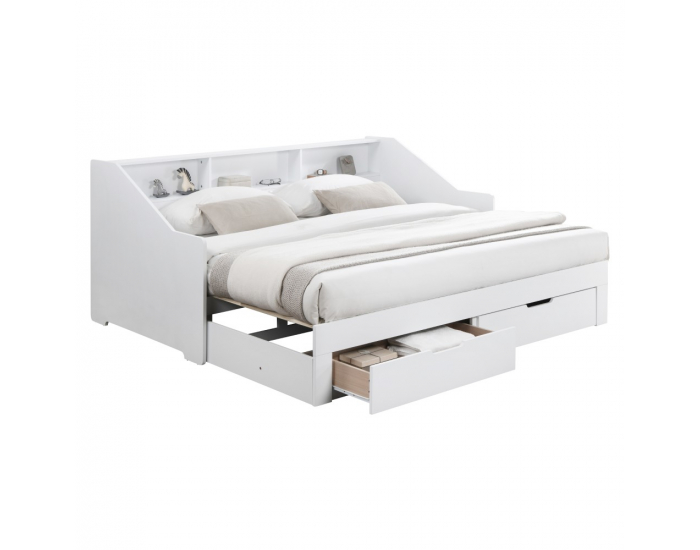 Rozkladacia posteľ s úložným priestorom Moneta - biela