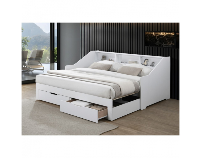 Rozkladacia posteľ s úložným priestorom Moneta - biela