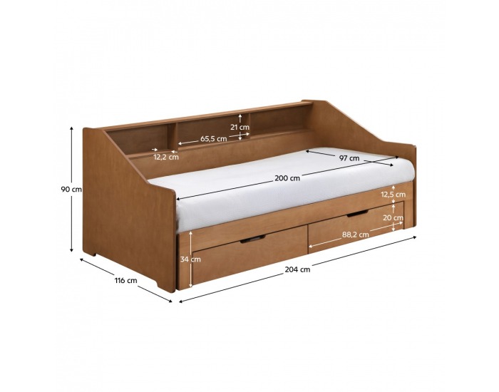Rozkladacia posteľ s úložným priestorom Moneta - dub