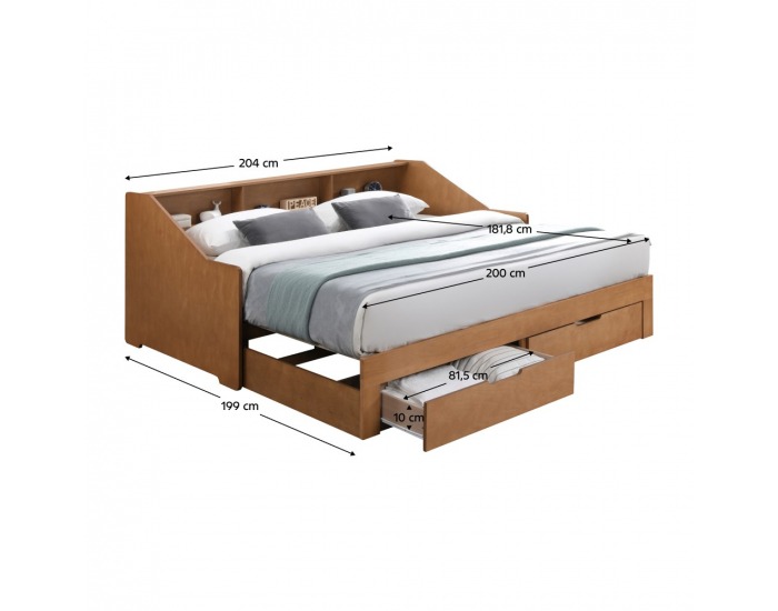 Rozkladacia posteľ s úložným priestorom Moneta - dub
