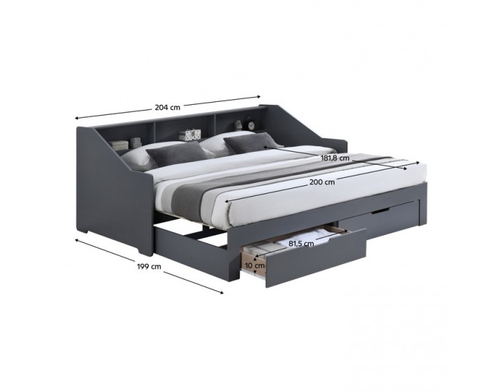 Rozkladacia posteľ s úložným priestorom Moneta - sivá