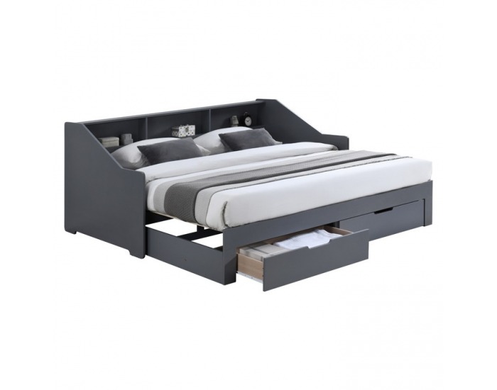 Rozkladacia posteľ s úložným priestorom Moneta - sivá