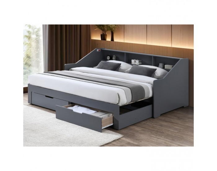 Rozkladacia posteľ s úložným priestorom Moneta - sivá