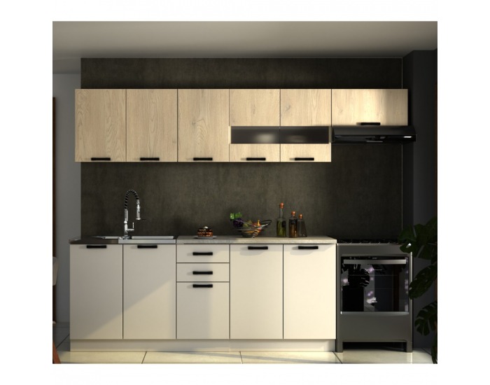 Kuchynská linka Monia 260 - dub cremona / kašmír / krémová Navona