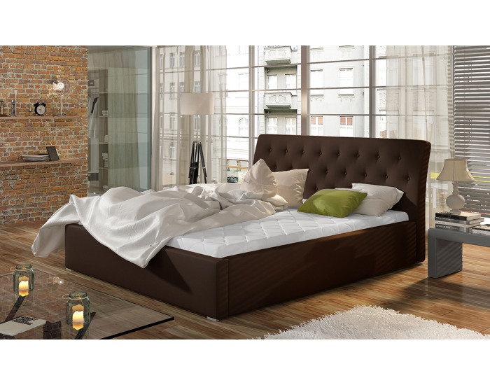 Čalúnená manželská posteľ s roštom Monzo 140 - tmavohnedá (Soft 66)