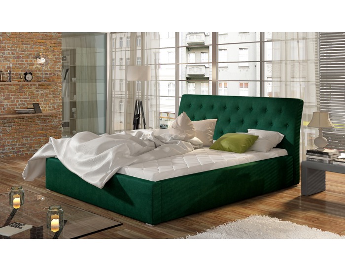 Čalúnená manželská posteľ s roštom Monzo 140 - tmavozelená