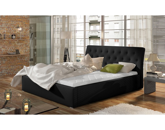 Čalúnená manželská posteľ s roštom Monzo UP 160 - čierna