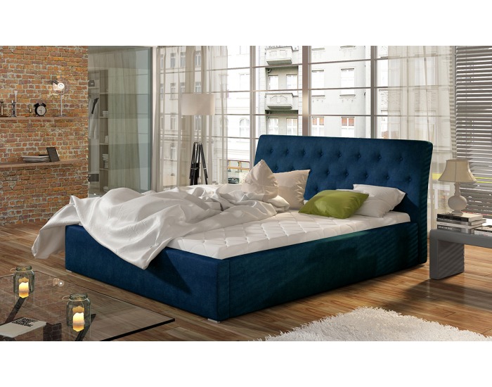 Čalúnená manželská posteľ s roštom Monzo 160 - tmavomodrá