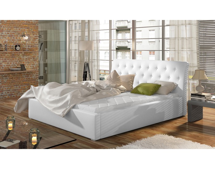 Čalúnená manželská posteľ s roštom Monzo UP 180 - biela