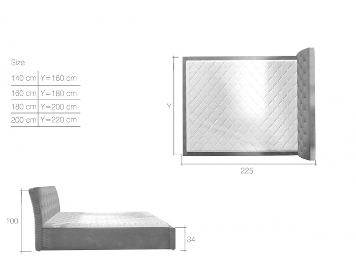 Čalúnená manželská posteľ s roštom Monzo 200 - tmavohnedá (Soft 66)