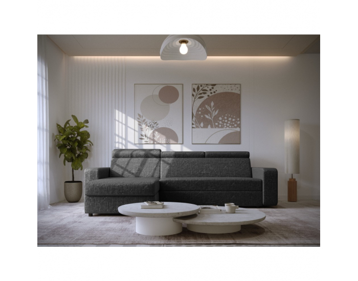 Rohová sedačka s rozkladom a úložným priestorom Mora Roh L - sivá