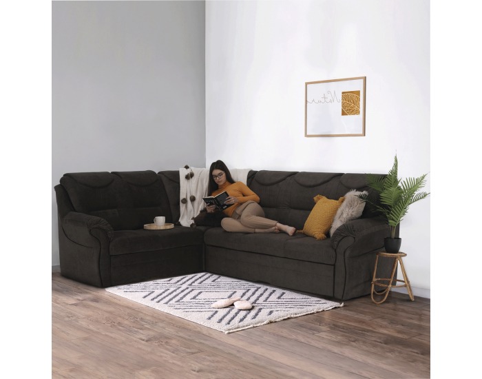 Rohová sedačka s rozkladom a úložným priestorom Morag L - hnedá