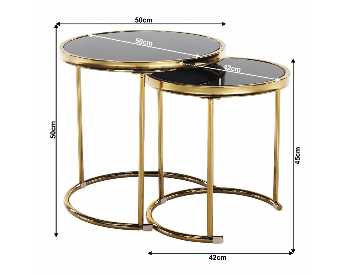 Konferenčný stolík (2 ks) Morino - zlatá / čierna