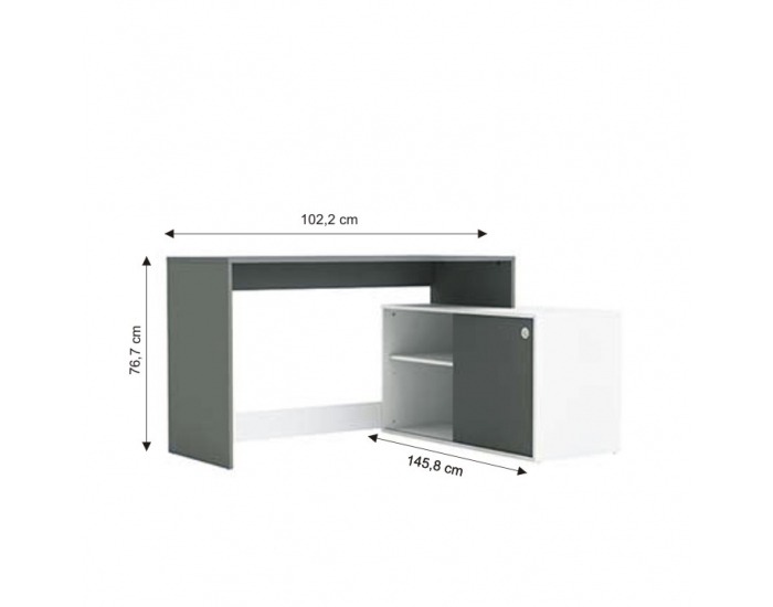 Rohový PC stolík Moris - biela / grafit