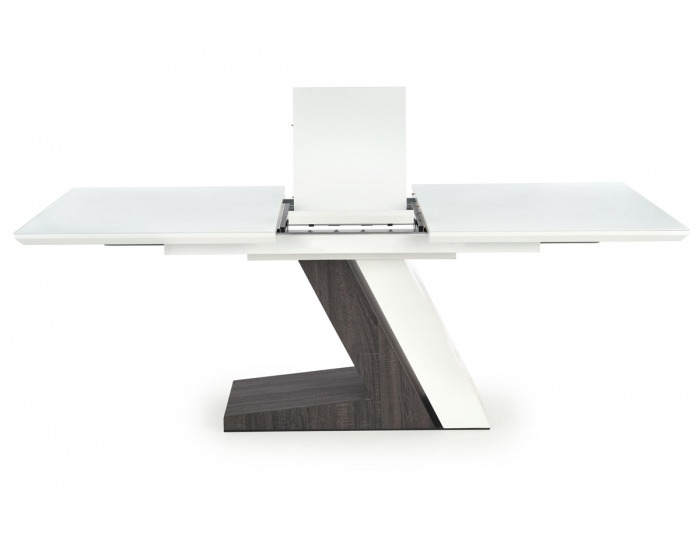 Rozkladací jedálenský stôl Mortis - biely lesk / tmavosivá