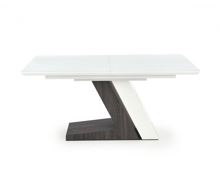 Rozkladací jedálenský stôl Mortis - biely lesk / tmavosivá