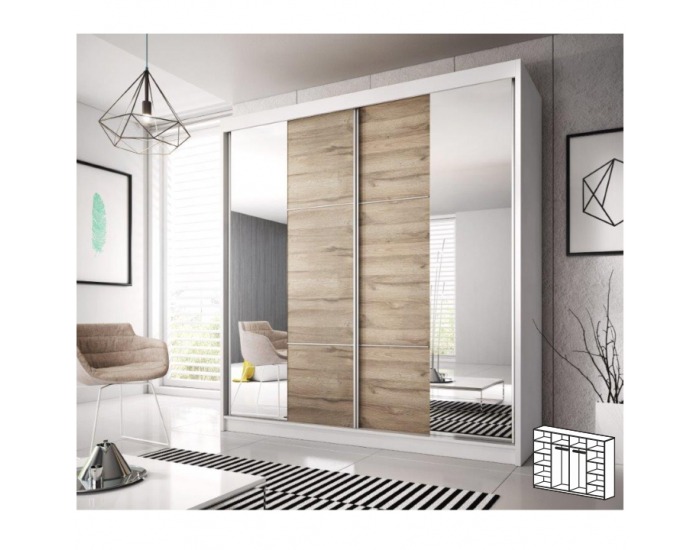 Šatníková skriňa s posuvnými dverami Multi 34 233x218 cm - dub grandson / biela