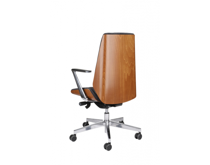 Kancelárska stolička s podrúčkami Munos Wood AL1 - čierna / svetlý orech / chróm