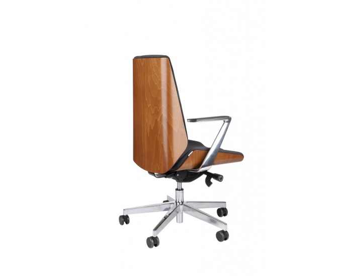 Kancelárska stolička s podrúčkami Munos Wood AL1 - čierna / svetlý orech / chróm