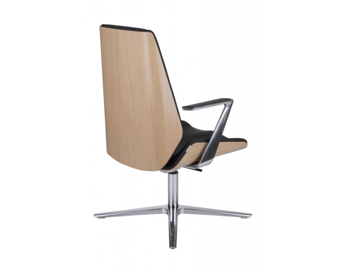 Kancelárska stolička s podrúčkami Munos Wood CF AL1 - čierna / buk prírodný / chróm