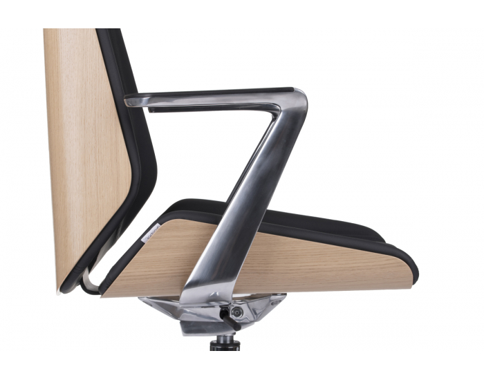 Kancelárska stolička s podrúčkami Munos Wood CF AL1 - čierna / buk prírodný / chróm