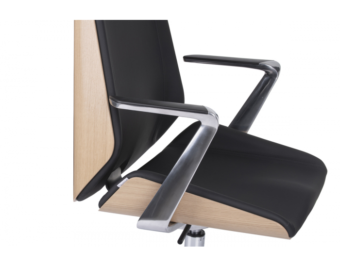 Kancelárska stolička s podrúčkami Munos Wood CF AL1 - čierna / buk prírodný / chróm