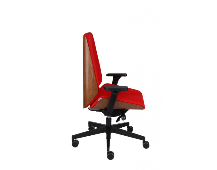 Kancelárska stolička s podrúčkami Munos Wood - červená (Fame 02) / svetlý orech / čierna