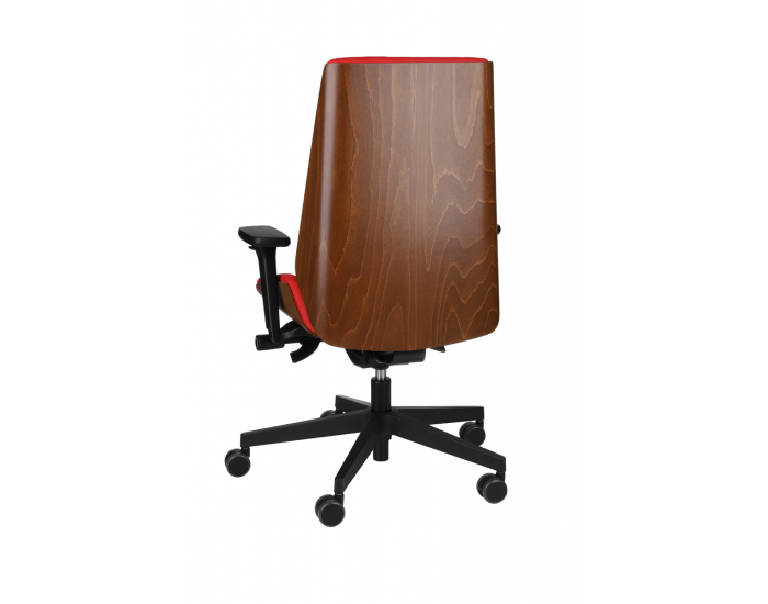 Kancelárska stolička s podrúčkami Munos Wood - červená (Valencia 02) / svetlý orech / čierna