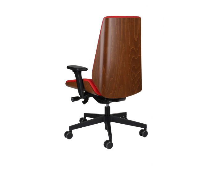 Kancelárska stolička s podrúčkami Munos Wood - červená (Valencia 02) / svetlý orech / čierna