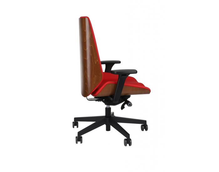 Kancelárska stolička s podrúčkami Munos Wood - červená (Valencia 02) / svetlý orech / čierna