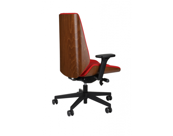 Kancelárska stolička s podrúčkami Munos Wood - červená (Valencia 02) / svetlý orech / čierna