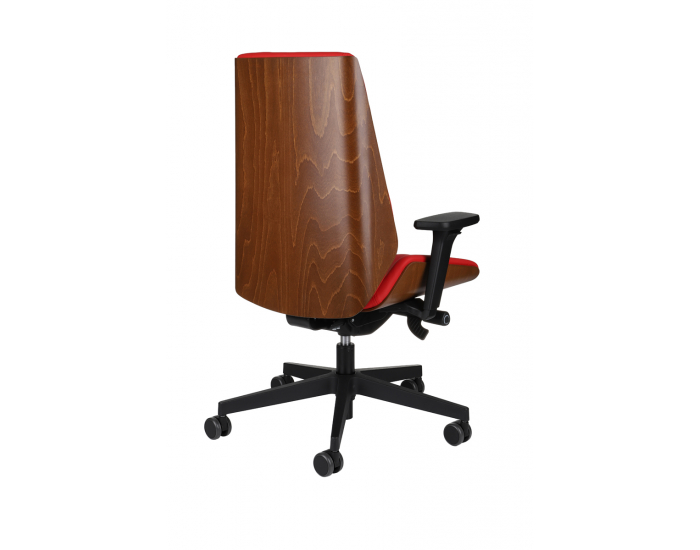Kancelárska stolička s podrúčkami Munos Wood - červená (Valencia 02) / svetlý orech / čierna