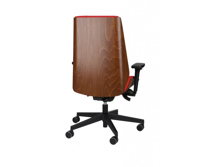 Kancelárska stolička s podrúčkami Munos Wood - červená (Valencia 02) / svetlý orech / čierna