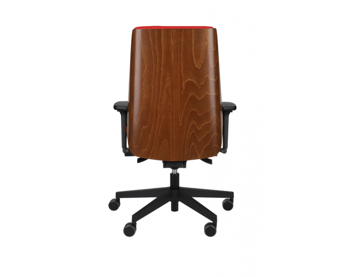 Kancelárska stolička s podrúčkami Munos Wood - červená (Valencia 02) / svetlý orech / čierna